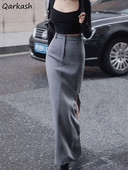 Pikad seelikud Naisterõivad Minimalistlikud küljelõhised Elegantne Vintage Seksikas High Street Euroopa mood daamid Kõik sobivad