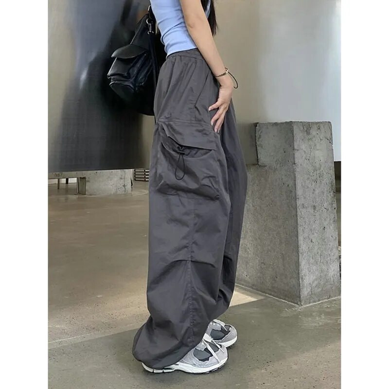  Cargo Pants Moteriški Retro darbo drabužiai Laisvalaikio kuprinės tiesios kelnės Madingos plačios kišenės Bėgiojimo kelnės Y2k gatvės apranga