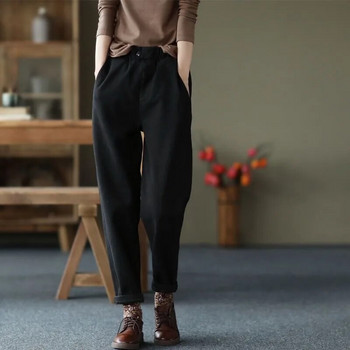 Харем Дамски панталони Топли зимни ежедневни свободни джогинг корейски стил Черни с висока талия Сиви дебели поларени тренировъчни спортни панталони за жени