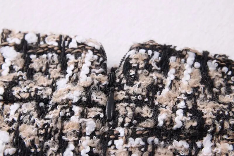 Tvido sijonai moterims Tvirtas liekninantis sijonas su aukštu juosmeniu, 2021 m. rudens pavasaris, sagos, dvieilis tvido vilnos mini sijonas