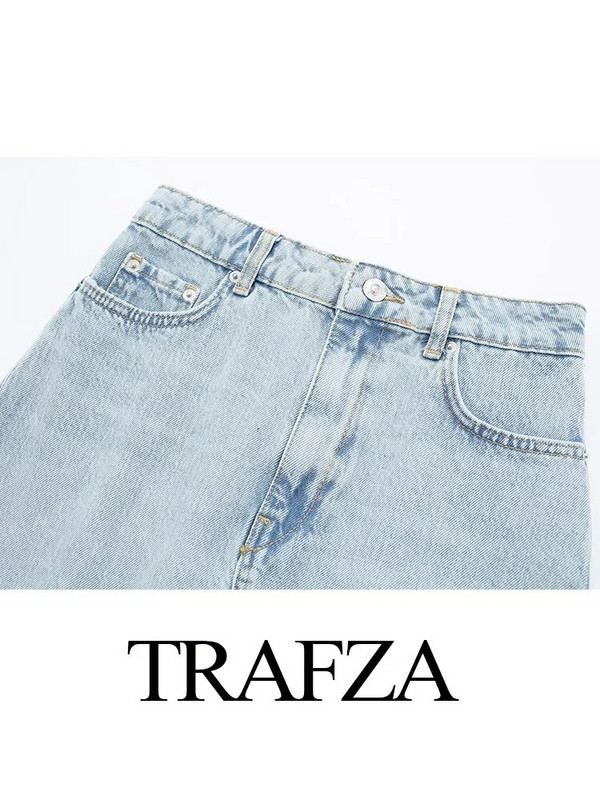 TRAFZA džinsinis Y2K mini sijonas moteriškas vasarinis laisvas džinsinis sijonas vidutiniam juosmeniui Trumpi sijonai Madingi kišenės Gatvės drabužiai Moteriški sijonai