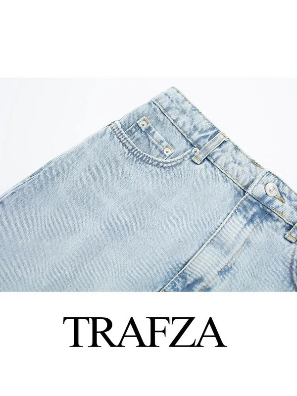 TRAFZA džinsinis Y2K mini sijonas moteriškas vasarinis laisvas džinsinis sijonas vidutiniam juosmeniui Trumpi sijonai Madingi kišenės Gatvės drabužiai Moteriški sijonai