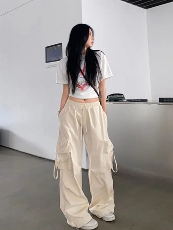 Y2K Street Wear Cargo παντελόνι για γυναίκες Κορεατικά Harajuku Fashion Work Παντελόνια Συμπαγές φαρδύ πόδι ίσιο casual παντελόνι Άνοιξη φθινόπωρο