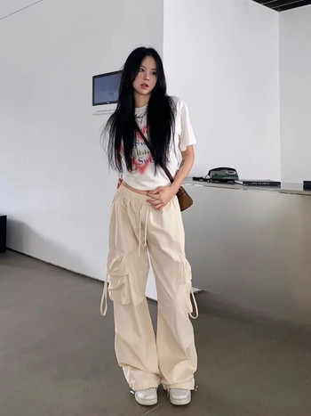 Y2K Street Wear Cargo παντελόνι για γυναίκες Κορεατικά Harajuku Fashion Work Παντελόνια Συμπαγές φαρδύ πόδι ίσιο casual παντελόνι Άνοιξη φθινόπωρο