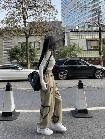 Γυναικεία παντελόνια Cargo σε στυλ Y2K Φαρδιά φούτερ χαμηλής μέσης Παντελόνι Hip Hop Oversize Παντελόνι Harajuku Fashion Vintage Casual φαρδύ παντελόνι