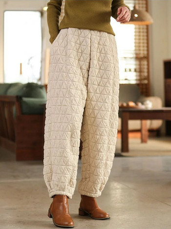 Удебелени топли ватирани памучни панталони Ежедневни зимни широки дамски панталони с висока талия Извънгабаритни 5xl Harem Joggers Pantolon