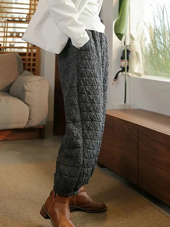 Удебелени топли ватирани памучни панталони Ежедневни зимни широки дамски панталони с висока талия Извънгабаритни 5xl Harem Joggers Pantolon