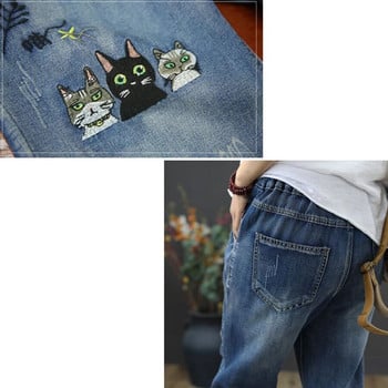 Embroidery Vintage y2k Baggy Jeans Women Elastic High Waist Straight Denim Pant Casual Capris Korean Vaquero Streetwear Pantalon