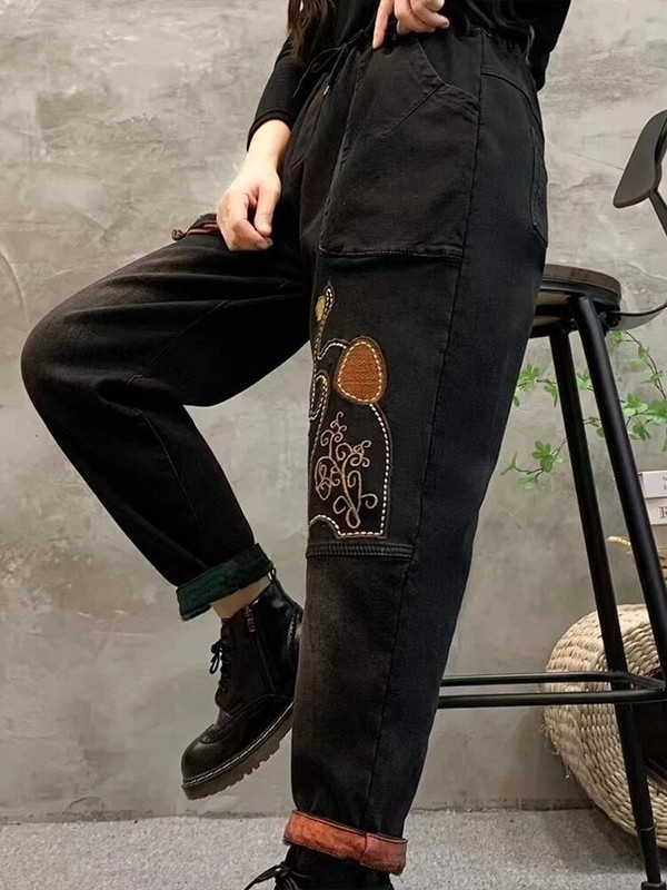 Max LuLu talve naiste mood karusnaha lahtised tikandid teksad naistele vabaaja soojad vintage teksapüksid klassikalised paksud haaremi püksid