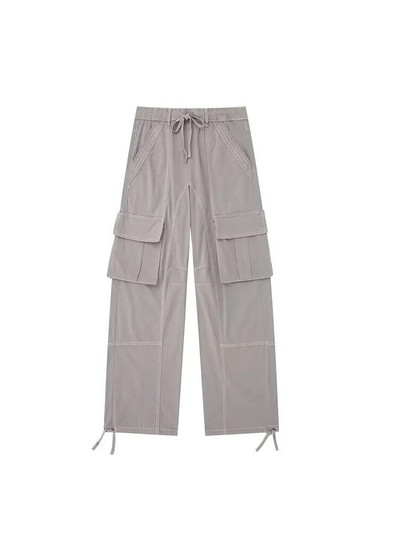 Nlzgmsj TRAF Moteriškos Y2K krovininės kelnės aukštu juosmeniu sportinės kelnės su raišteliu plačios kojos maišytos kelnės Moteriškos vasaros gatvės apranga