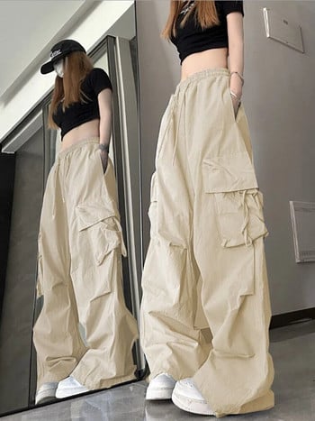 Jmprs Fashion Drawstring Women Cargo Pants High Waist Streetwear Хип-хоп Y2K Панталони Големи джобове Ежедневни американски дамски панталони