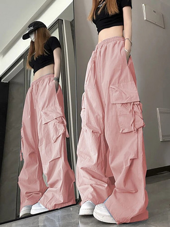 Jmprs Fashion String Γυναικεία Παντελόνια Cargo Ψηλόμεση Streetwear Hip Hop Y2K Παντελόνια Μεγάλες τσέπες Casual Αμερικανικό Γυναικείο Παντελόνι