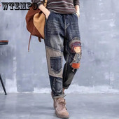 WTEMPO Oversize teksad Naiste vaba kõrge vöökohaga Retro vabaaja püksid Tänavarõivad Ameerika mood Denim Püksid Drop Shipping