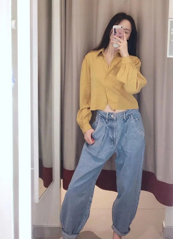 Dave&Di england vintage high street loose harem mom mom high waist jeans дамски плисирани Turnip панталони boyfriend jeans за жени