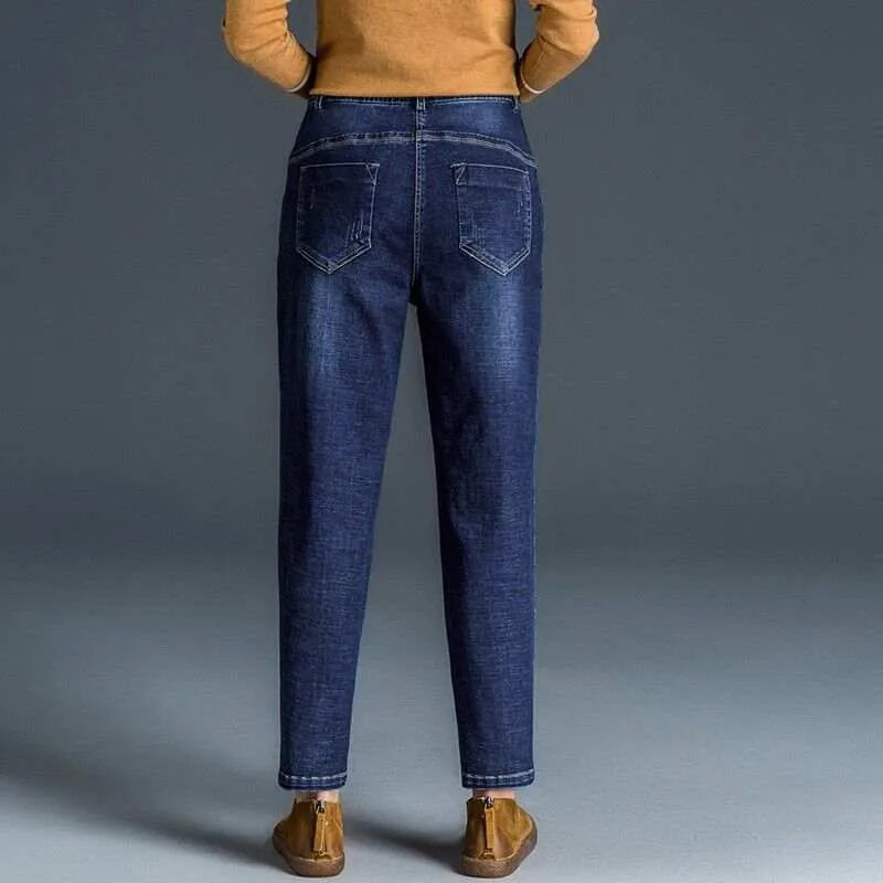 Moteriški džinsai Vintažinės džinsinės kelnės aukštu juosmeniu Harem kelnės Laisvos laisvalaikio gatvės kelnės Pantalon Femme Washed Boyfriend džinsai P741