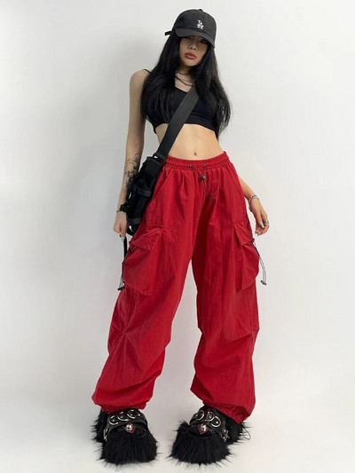 Y2K Women Streetwear Techwear Cargo Korean Harajuku Parachute Track Pants Men Tech Sweatpants Широки крачоли Joggers Панталони Дрехи