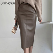 Elegantne mood kunstnahast PU Midiseelikud Naiste Klubirõivad Peorõivad Kontori naissoost kõrge vöökohaga seelikud Bodycon Wrap puusad alt riided