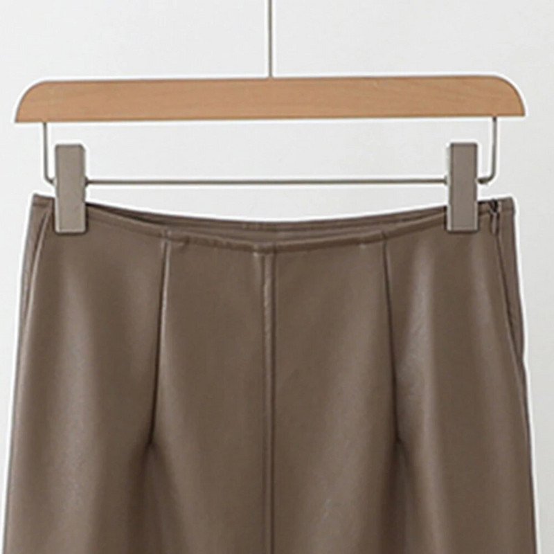 Elegantne mood kunstnahast PU Midiseelikud Naiste Klubirõivad Peorõivad Kontori naissoost kõrge vöökohaga seelikud Bodycon Wrap puusad alt riided