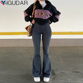 Široke traperice širokih nogavica Ženske elastične uske mamine traper hlače s visokim strukom 2023. Modne oversize ležerne zimske hlače Ulična odjeća Novo