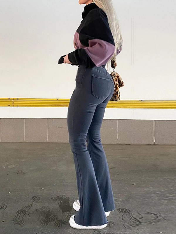 Široke traperice širokih nogavica Ženske elastične uske mamine traper hlače s visokim strukom 2023. Modne oversize ležerne zimske hlače Ulična odjeća Novo