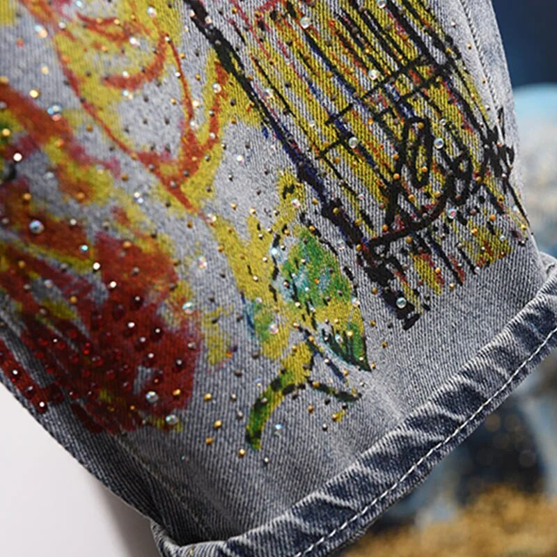 2023. Proljeće ljeto Nove ženske harem hlače s dijamantskim otiskom, ženske modne traperice s elastičnim pojasom Daddy Jeans