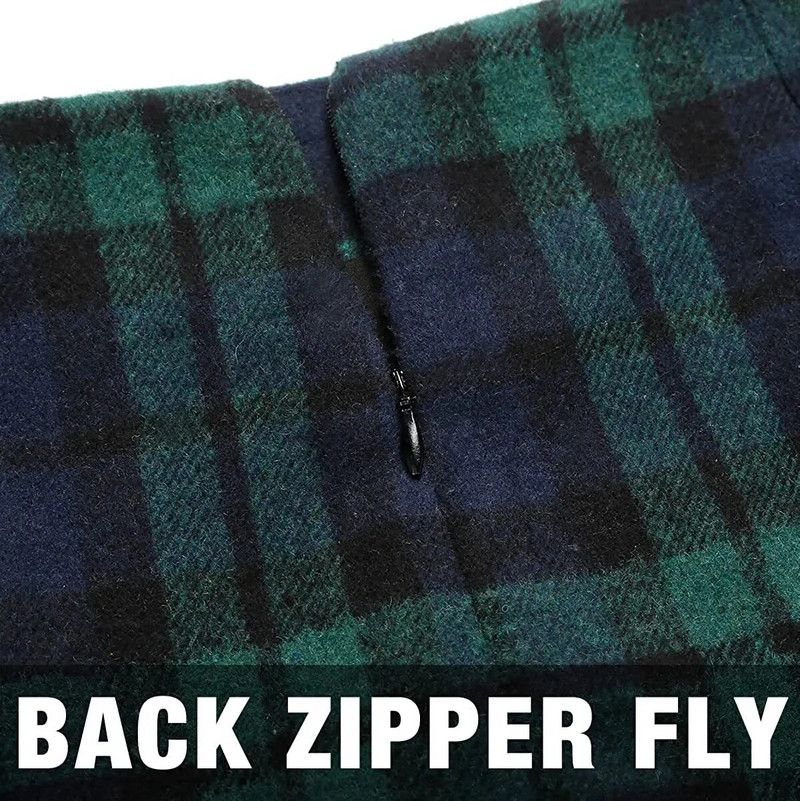 Uus roheline ruuduline villane ümbrisseelik kõrge vöökohaga Bodycon Vintage kontoripliiats seelik naistele selja tõmblukuga lõhikuga Midi seelik VD3594