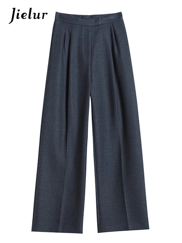 Jielur rudeninės plonos aukšto juosmens tiesios moteriškos kelnės Laisvos vientisos spalvos Laisvos elegantiškos moteriškos plačios kelnės madingos biuro moterys