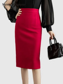 Κομψές vintage γυναικείες φούστες Μαύρες New Fashion Casual Office Ladise πλάτη σπαστό μέχρι το γόνατο Pencil φούστα Κορεατική ψηλόμεση Faldas