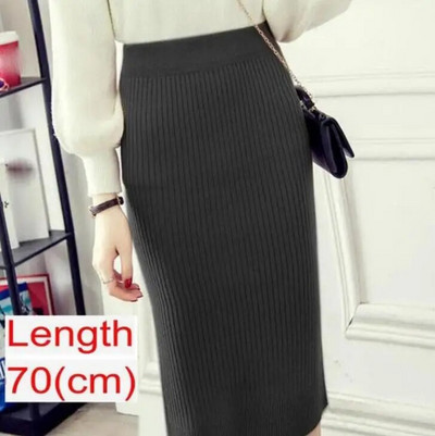 Elastinis moteriškas sijonas 2022 m. rudens žiemos skilimas Seksualūs šilti megzti pieštukų sijonai Moteriški aukštu juosmeniu Elegantiškas ilgas sijonas