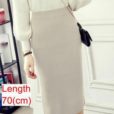 Elastinis moteriškas sijonas 2022 m. rudens žiemos skilimas Seksualūs šilti megzti pieštukų sijonai Moteriški aukštu juosmeniu Elegantiškas ilgas sijonas