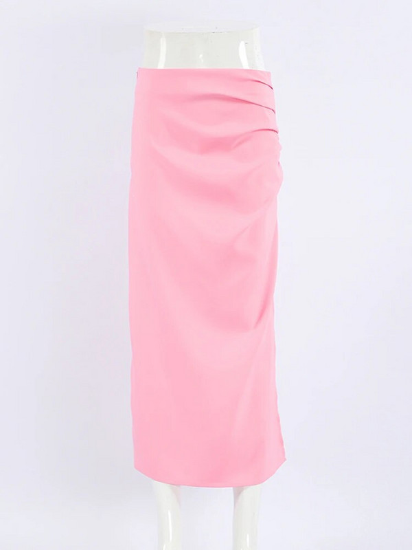 2023 Toamna Iarna Femei Sexy Fuste Midi Roz Solid Talie Inalta Doamnelor Asimetrice Cu Slit Bodycon Office Fusta Creion Femei