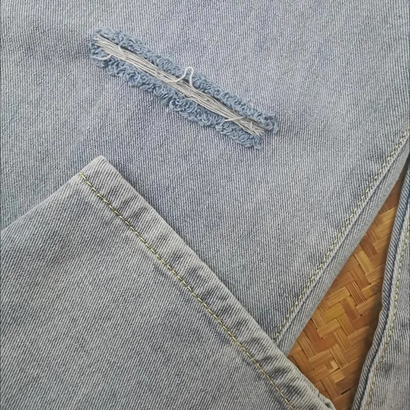 Šviesios spalvos pavasario vasaros skylė Plonos „Harlan“ kelnės korėjietiškos aukšto juosmens laisvos tiesios kelnės 2023 m. madingos gatvės aprangos moteriškos kelnės