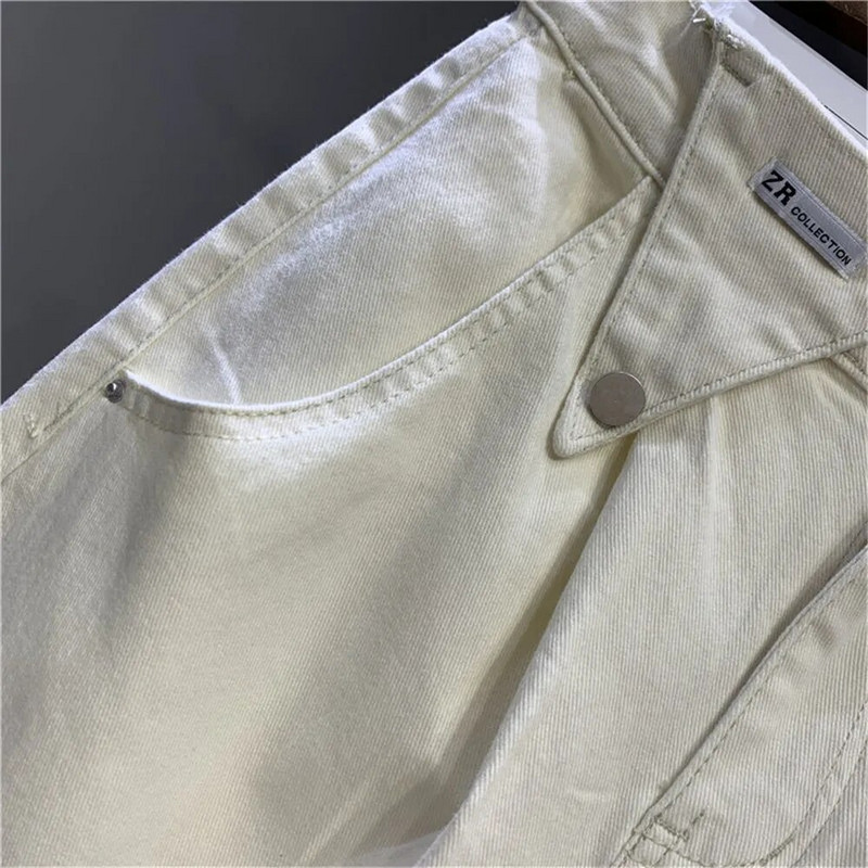 Įprastos mielos spalvos aukštu liemeniu aptempti džinsai, moteriški spyruokliniai kišeniniai, laisvi kulkšnies surištos hareminės džinsinės kelnės, 2023 m. korėjietiška hiphopo gatvės apranga