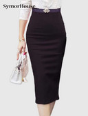 2023 Pencil Γυναικεία φούστα Bodycon Fashion Ψηλόμεση Ελαστική φούστα γραφείου Κόκκινη μαύρη σχισμή Γυναικείες μίντι φούστες Jupe Femme