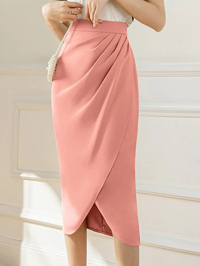 ZANZEA Fashion 2023. Ženske suknje Jednobojne asimetrične drapirane Jupes elegantne midi faldas korejske uredske pencil suknje visokog struka