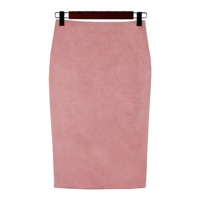 SUO&CHAO 2023 uus korea stiilis naiste ühevärvilised kõrge vöökohaga seemisnahast ümbrisega seljaosa lõhestatud Midi pliiatsseelikud