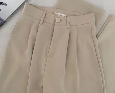 Kõrge vöökohaga kontori naised kottis püksid Naiste kevadsuvi sirge ülikonna püksid vabaaja jooksupüksid pahkluuni ulatuvad püksid