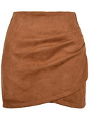 2022. aasta uus sügise Witner ühevärviline seemisnahast seelik, plisseeritud risti, ebaregulaarne tõmblukuga lühike seelik naiste seksikas Bodycon kontoriseelikud