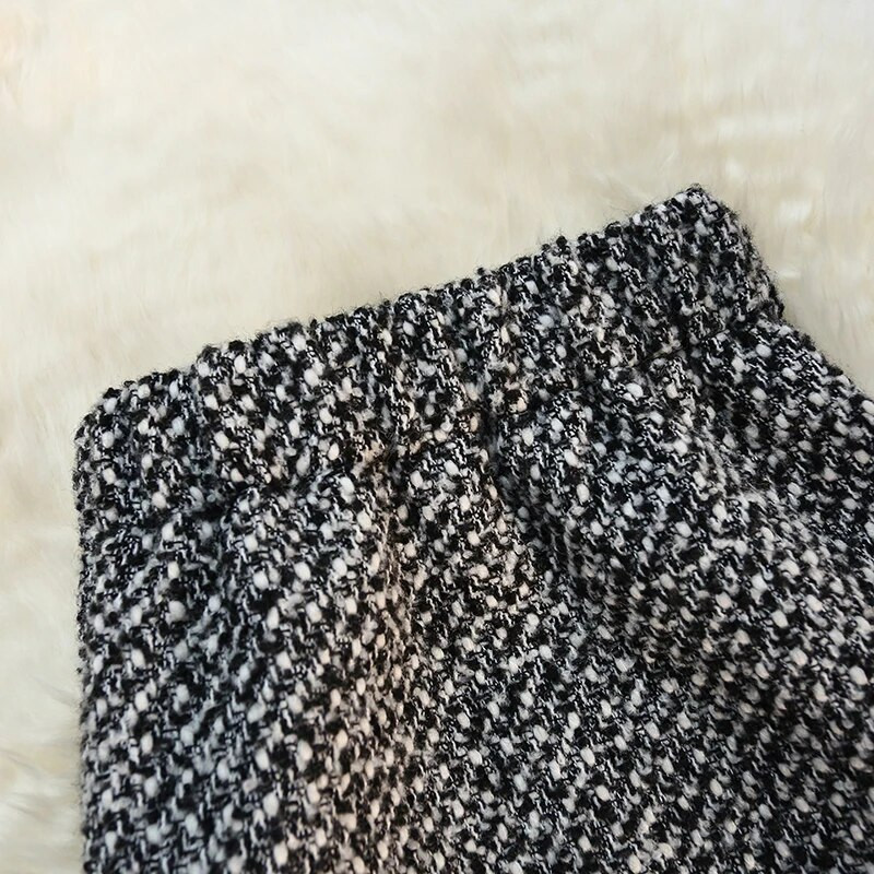 Midi-tviidseelik nööpidega, kõrge vöökohaga külglõhega klassikalised pliiatsseelikud naiste komplekt