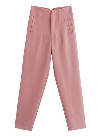 PEI RAN2022 naiste kevadpüksid ülikonnad, kõrge vöökohaga püksid, mood kontoris daambeež elegantsed vabaaja naiste püksid