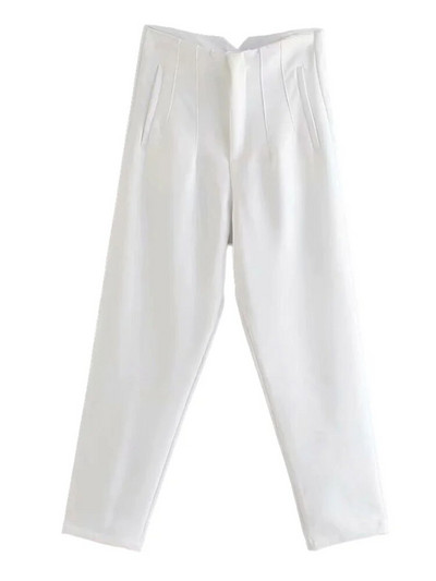 PEI RAN2022 naiste kevadpüksid ülikonnad, kõrge vöökohaga püksid, mood kontoris daambeež elegantsed vabaaja naiste püksid