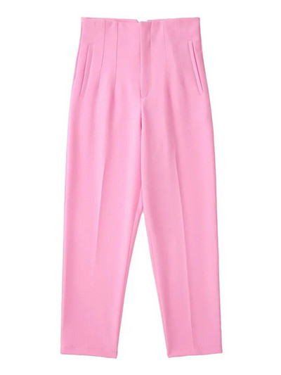 PEI RAN2022 naiste kevadpüksid ülikonnad, kõrge vöökohaga püksid, mood kontoris daambeež elegantsed vabaaja naiste püksid