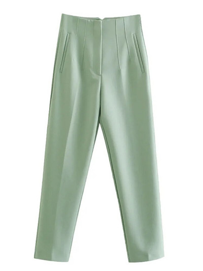 PEI RAN2022 naiste kevadpüksid ülikonnad, kõrge vöökohaga püksid, mood kontoris daambeež elegantsed vabaaja naiste püksid