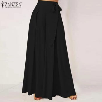 Φθινοπωρινό μονόχρωμο παντελόνι ZANZEA 2023 Κομψό φαρδύ παντελόνι Γυναικείο καθημερινό ψηλόμεσο πλισέ μακρύ παντελόνι παντελόνι Streetwear
