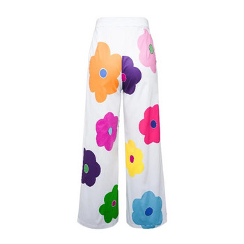 Lemongor Корейски модни многоцветни флорални щампи Панталони с широки крачоли с висока талия 2023 Пролет Есен Ежедневни панталони за жени