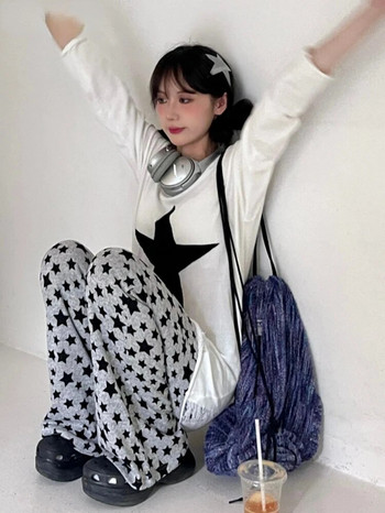 Y2k Aesthetic Grunge Stars Print Womans Pantalones Mujer Loose 2023 Harajuku Flare Παντελόνι Vintage Streetwear Ψηλόμεση παντελόνι