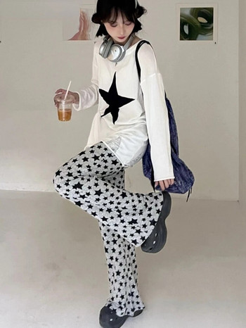 Y2k Aesthetic Grunge Stars Print Womans Pantalones Mujer Loose 2023 Harajuku Flare Παντελόνι Vintage Streetwear Ψηλόμεση παντελόνι