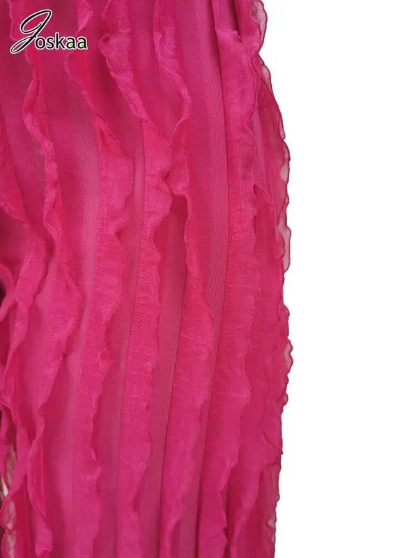 Joskaa seksikad volangidega püksid, naiste hipsterid, kõrge vöökohaga sirge säärega püksid, sügis 2023, naiste alaosad Y2K tänavarõivad