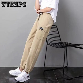 WTEMPO гащеризон Дамски спортни ежедневни панталони с висока талия Свободни универсални гамаши Y2K корейски Harajuku Fashion Large Size Streetwear