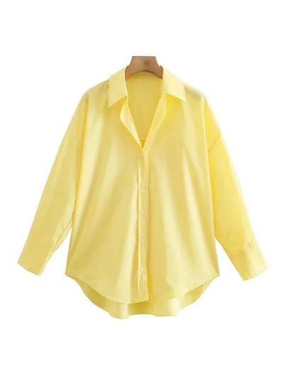 TRAF naiste moerõivad kontorirõivad lahtised popliinist soliidsed särgid, vintage pikkade varrukatega nööpidega vabaaja naiste pluusid pluusid šikid topid